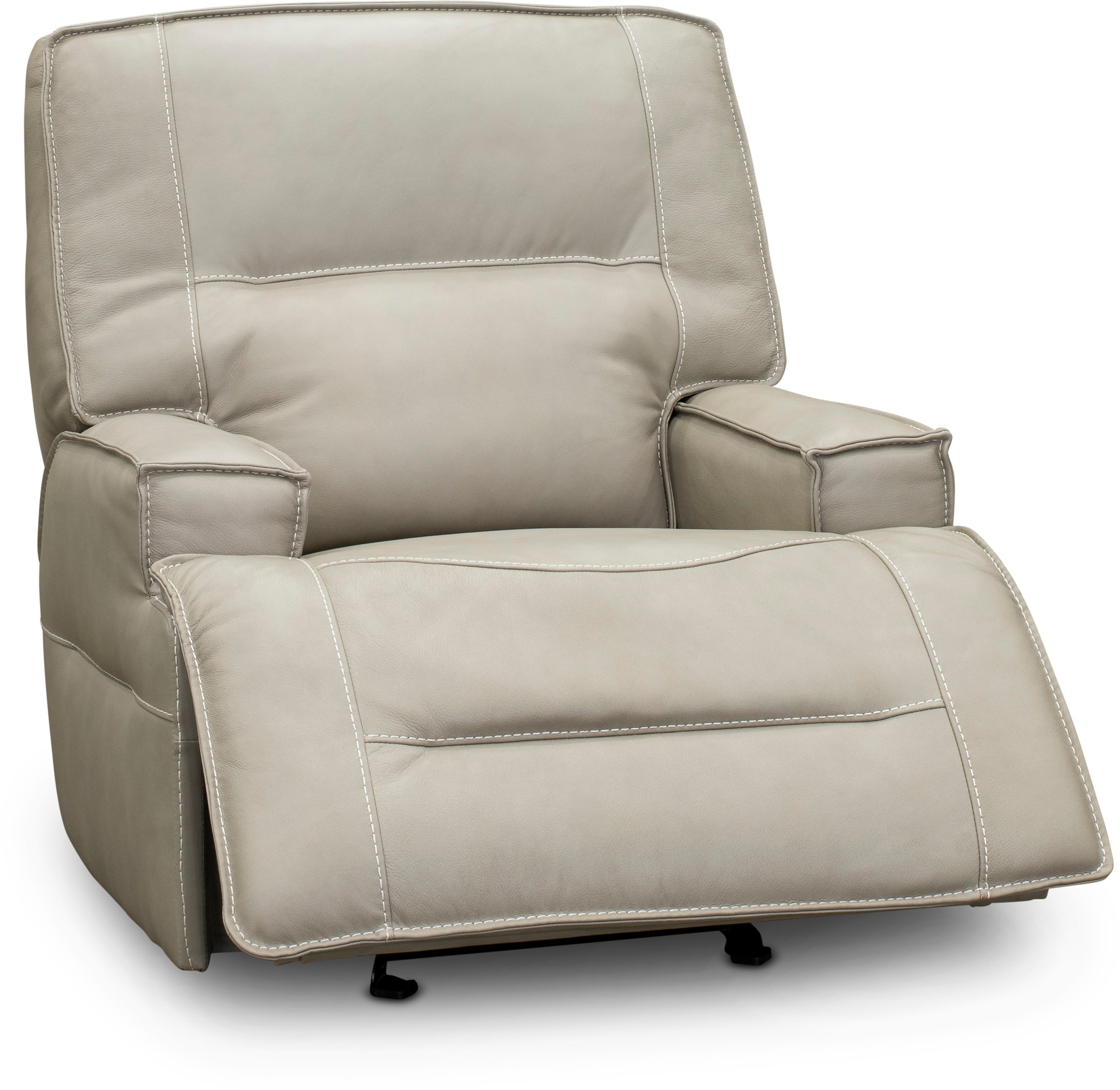 Dove Beige Leather-Match Power Glider Recliner - Rockies-2