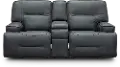 Rockies Gray Power Reclining Loveseat with Console
