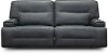 Luxe Sky Gray Leather-Match Power Reclining Sofa - Rockies