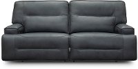 Luxe Sky Gray Leather-Match Power Reclining Sofa - Rockies