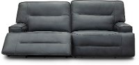 Luxe Sky Gray Leather-Match Power Reclining Sofa - Rockies-2