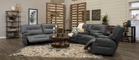 Luxe Sky Gray Leather-Match Power Reclining Sofa - Rockies-3