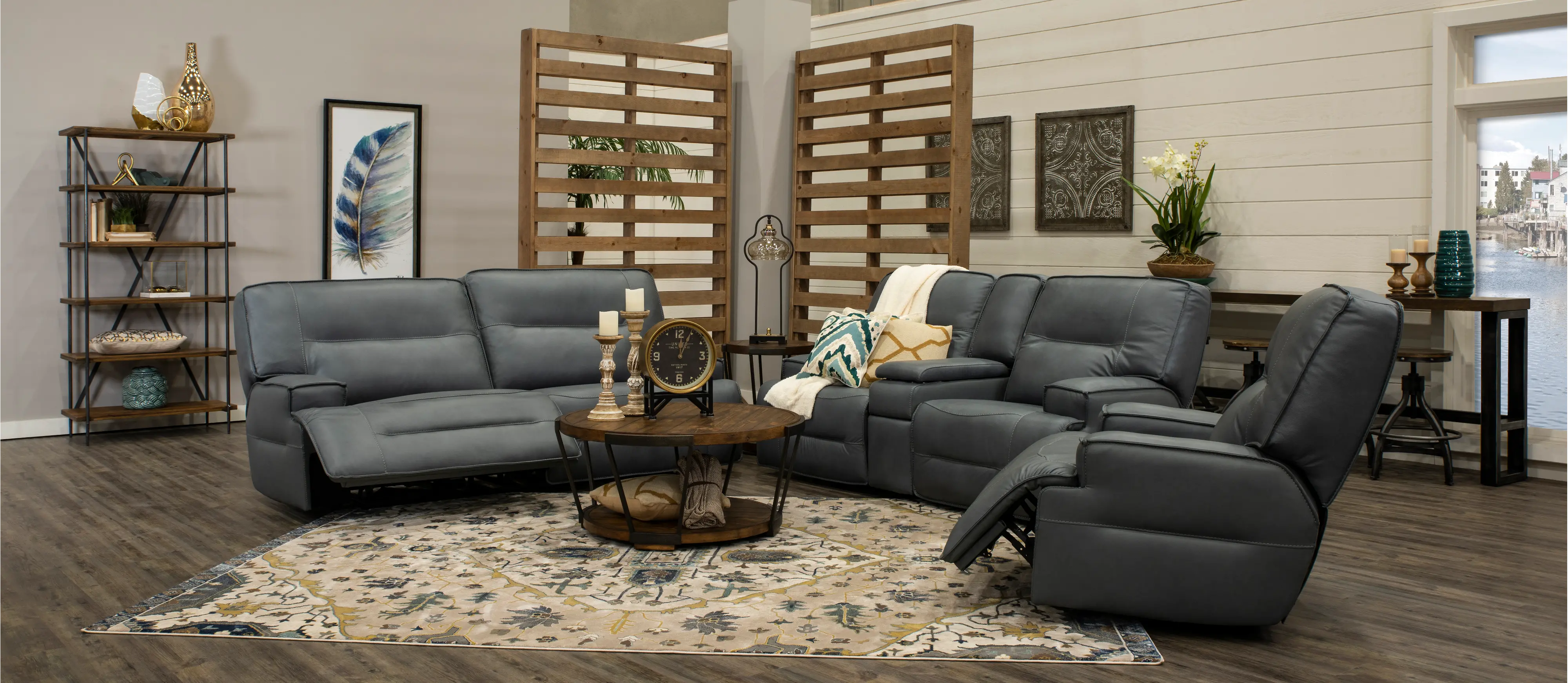 Rockies Gray Leather-Match Power Reclining Sofa-3