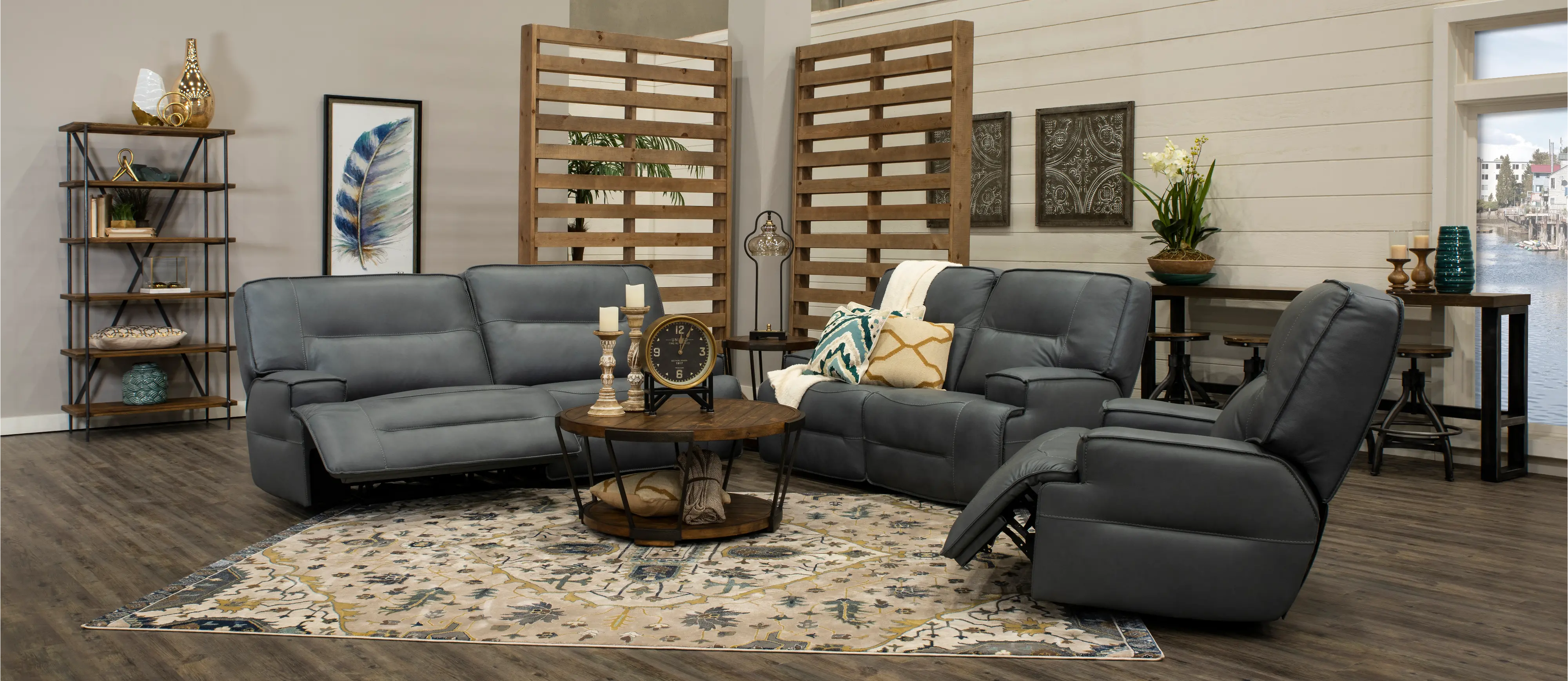 Rockies Gray Leather-Match Power Reclining Sofa-4