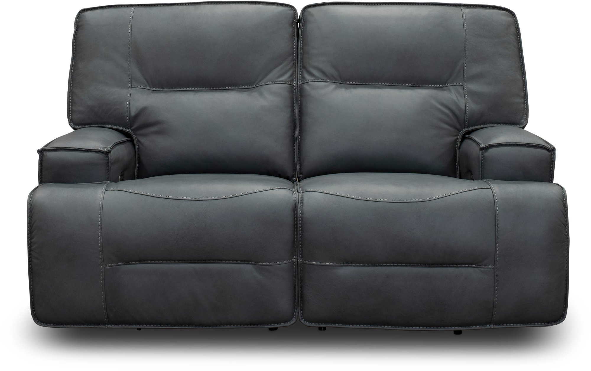 Luxe Sky Gray Leather-Match Power Reclining Loveseat - Rockies-1