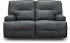 Luxe Sky Gray Leather-Match Power Reclining Loveseat - Rockies