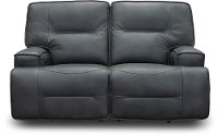 Luxe Sky Gray Leather-Match Power Reclining Loveseat - Rockies