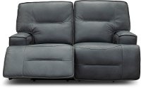 Luxe Sky Gray Leather-Match Power Reclining Loveseat - Rockies-2