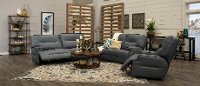 Luxe Sky Gray Leather-Match Power Reclining Loveseat - Rockies-3