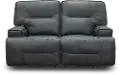 Rockies Gray Leather-Match Power Reclining Loveseat