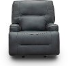 Luxe Sky Gray Leather-Match Power Glider Recliner - Rockies