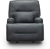 Luxe Sky Gray Leather-Match Power Glider Recliner - Rockies