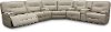 Dove Beige Leather-Match Power Reclining Sectional Sofa with Console - Rockies
