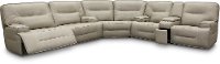 Dove Beige Leather-Match Power Reclining Sectional Sofa with Console - Rockies-2