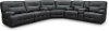 Sky Gray Leather-Match Power Reclining Sectional Sofa with Console - Rockies