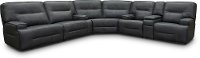 Sky Gray Leather-Match Power Reclining Sectional Sofa with Console - Rockies