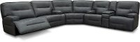 Sky Gray Leather-Match Power Reclining Sectional Sofa with Console - Rockies-3