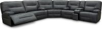 Sky Gray Leather-Match Power Reclining Sectional Sofa with Console - Rockies-4