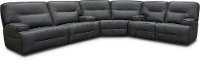 Sky Gray Leather-Match Power Reclining Sectional Sofa - Rockies
