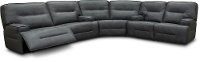 Sky Gray Leather-Match Power Reclining Sectional Sofa - Rockies-2