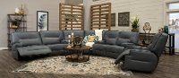 Sky Gray Leather-Match Power Reclining Sectional Sofa - Rockies-3