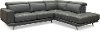 Dark Gray Leather-Match Power Reclining Sectional Sofa with Right Chaise - Baron