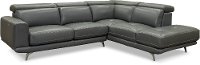 Dark Gray Leather-Match Power Reclining Sectional Sofa with Right Chaise - Baron