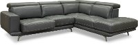Dark Gray Leather-Match Power Reclining Sectional Sofa with Right Chaise - Baron-2