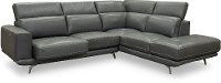 Dark Gray Leather-Match Power Reclining Sectional Sofa with Right Chaise - Baron-3