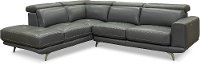 Dark Gray Leather-Match Power Reclining Sectional Sofa with Left Chaise - Baron
