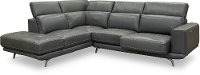 Dark Gray Leather-Match Power Reclining Sectional Sofa with Left Chaise - Baron-2