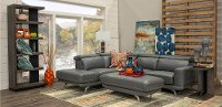 Dark Gray Leather-Match Power Reclining Sectional Sofa with Left Chaise - Baron-4