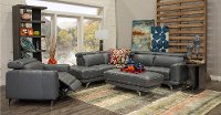 Dark Gray Leather-Match Power Reclining Sectional Sofa with Left Chaise - Baron-5