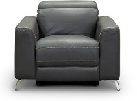 Dark Gray Leather-Match Power Recliner - Baron