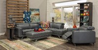 Dark Gray Leather-Match Power Recliner - Baron-4