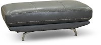 Dark Gray Leather-Match Cocktail Ottoman - Baron-2