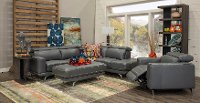 Dark Gray Leather-Match Cocktail Ottoman - Baron-4