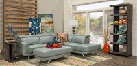 Light Gray Leather-Match Cocktail Ottoman - Baron-3