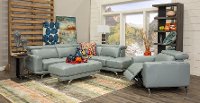 Light Gray Leather-Match Cocktail Ottoman - Baron-4