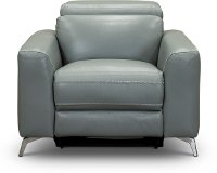 Light Gray Leather-Match Power Recliner - Baron