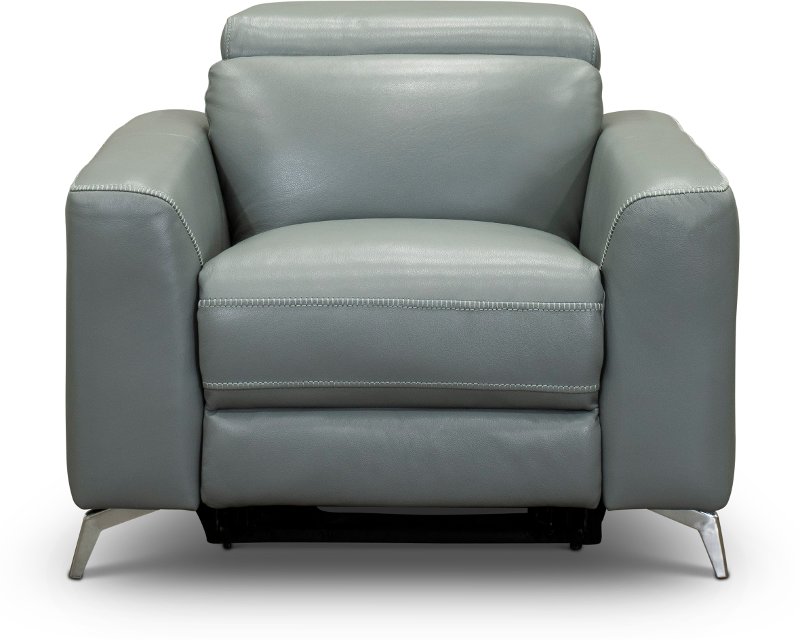Light Gray Leather Match Power Recliner Baron