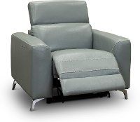 Light Gray Leather-Match Power Recliner - Baron-2