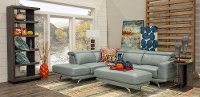 Light Gray Leather-Match Power Reclining Sectional Sofa with Left Chaise - Baron-4