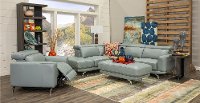 Light Gray Leather-Match Power Reclining Sectional Sofa with Left Chaise - Baron-5
