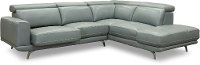 Light Gray Leather-Match Power Reclining Sectional Sofa with Right Chaise - Baron