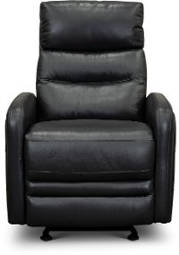 Navy Blue Leather-Match Power Glider Recliner - Ripples