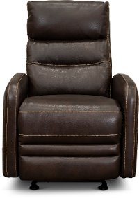 Dark Brown Leather-Match Power Glider Recliner - Ripples