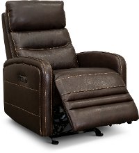 Dark Brown Leather-Match Power Glider Recliner - Ripples-2