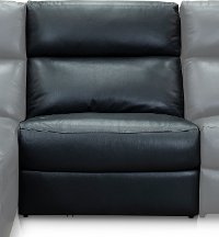 Navy Blue Leather-Match Armless Power Recliner with Adjustable Headrest - Angler