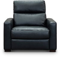 Navy Blue Leather-Match Power Recliner Chair and a Half - Angler
